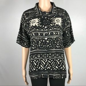 CHRISTOPHER & BANKS Small Black Button Down Top
